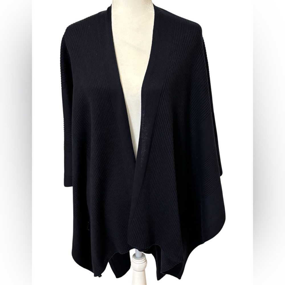 LAND’S END Navy Blanket Shawl/Cape OS